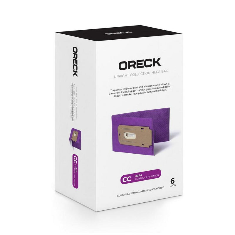 Oreck HEPA Vacuum bags carton showcased in front of solid white background 