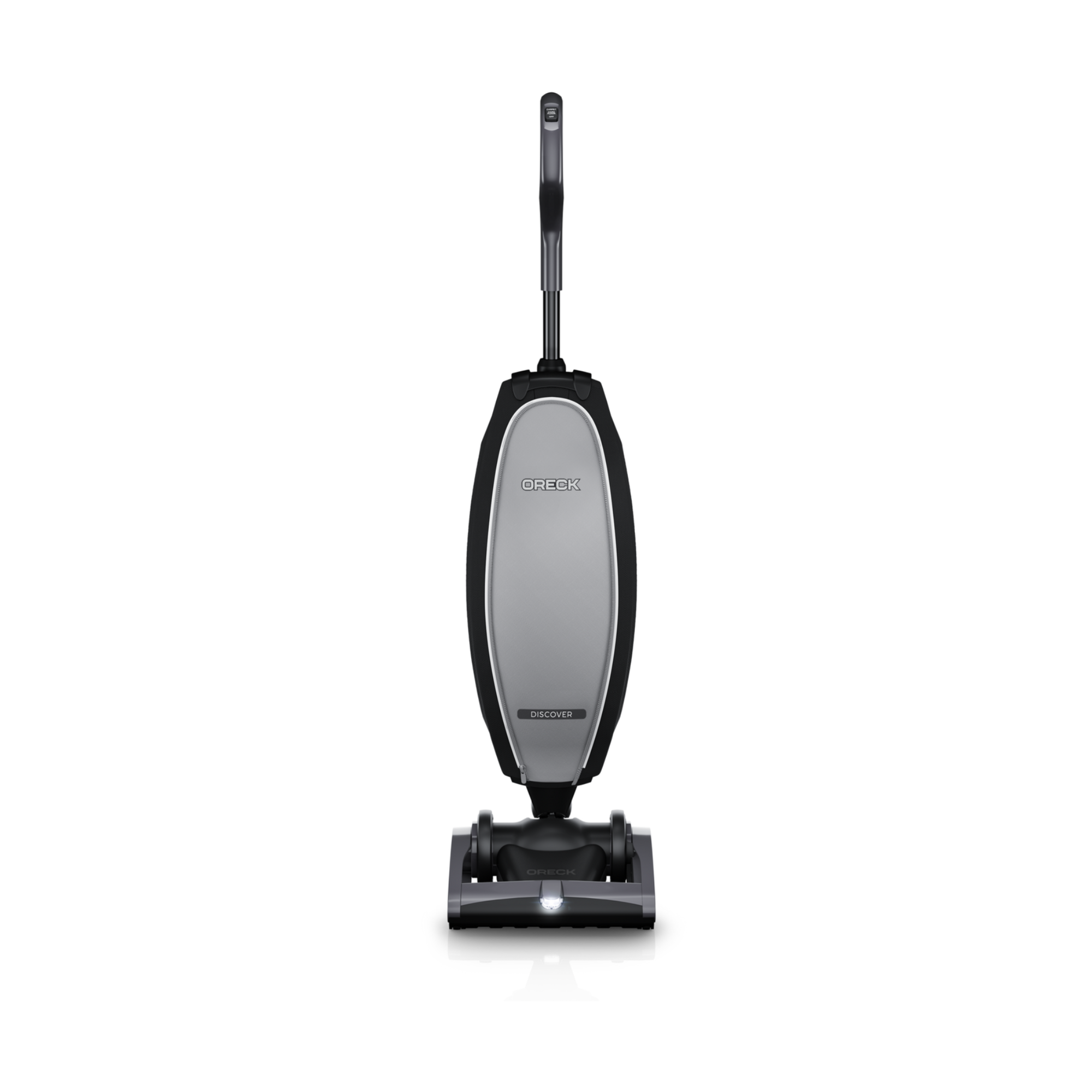 Oreck Discover Upright Vacuum showcased in front of solid white background